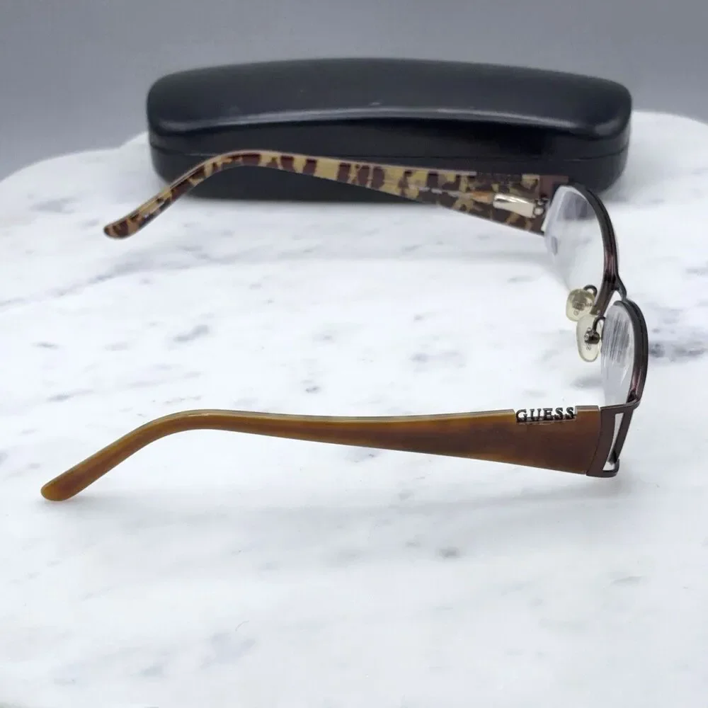 GUESS GU 1657 BRN Half Rim Brown Eyeglasses Frames Only with Case 51-17-135